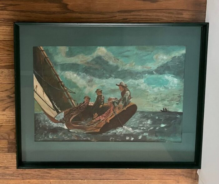 vintage seascape sailing nautical oil painting framed original artwork 8722