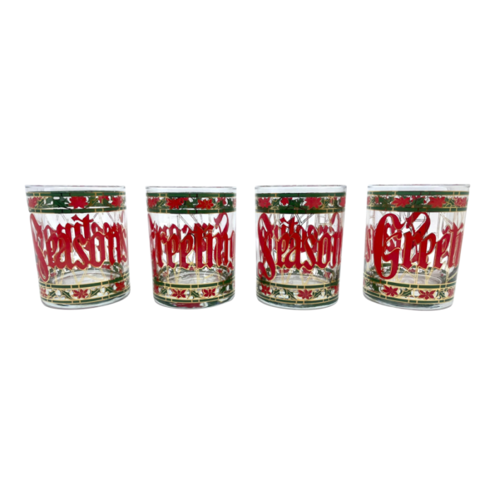 vintage seasons greetings low ball tumblers a set of 4 0288