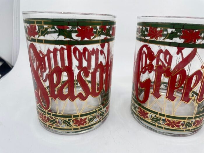 vintage seasons greetings low ball tumblers a set of 4 1151