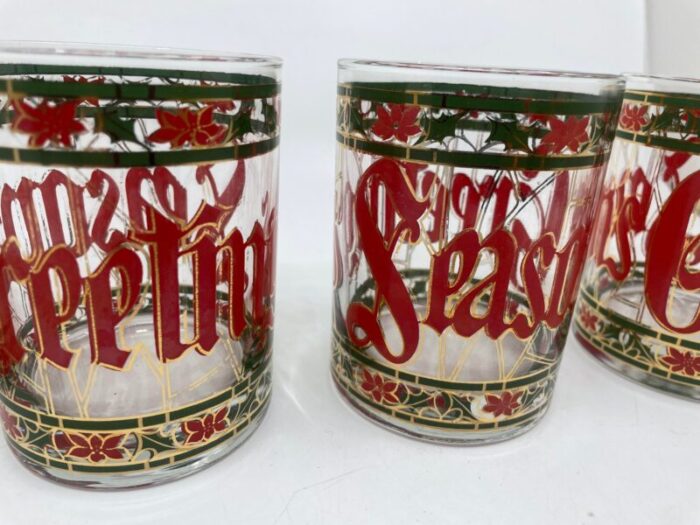 vintage seasons greetings low ball tumblers a set of 4 1263