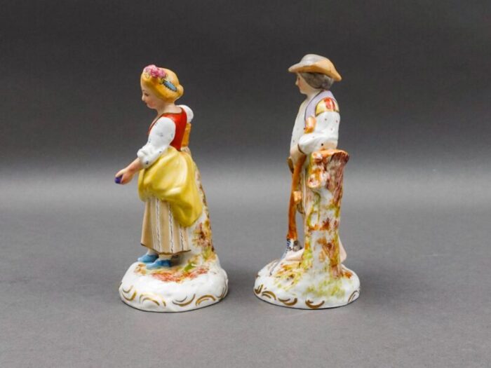 vintage sevres france antique porcelain hand painted farm lady and gentleman figurines a pair 3508