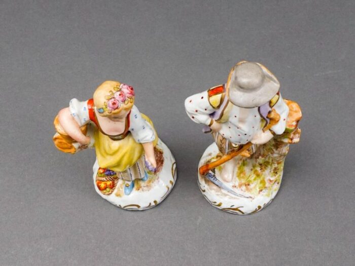 vintage sevres france antique porcelain hand painted farm lady and gentleman figurines a pair 6999