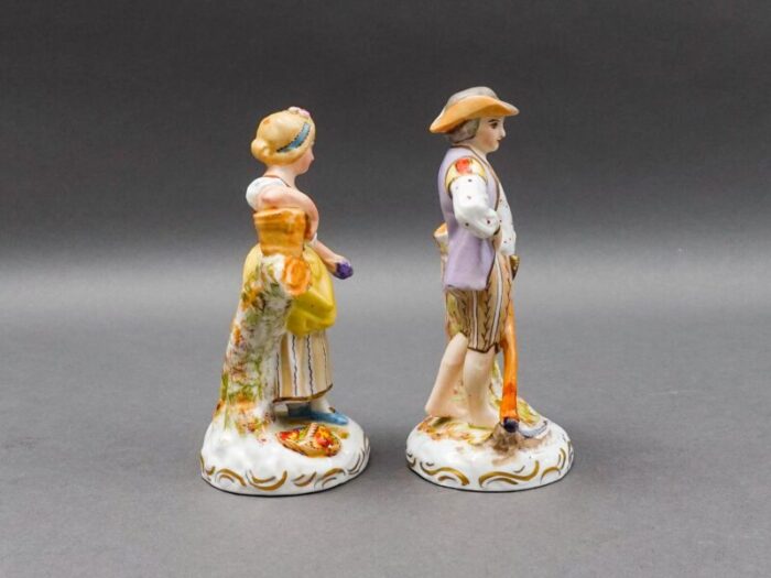 vintage sevres france antique porcelain hand painted farm lady and gentleman figurines a pair 9027