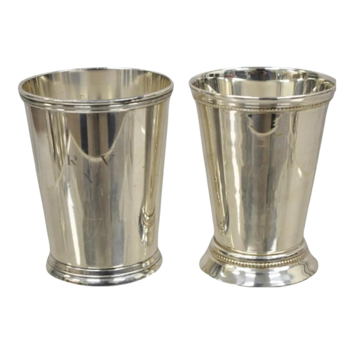 vintage silver plated mint julep cups tumblers 1 with monogram set of 2 3663