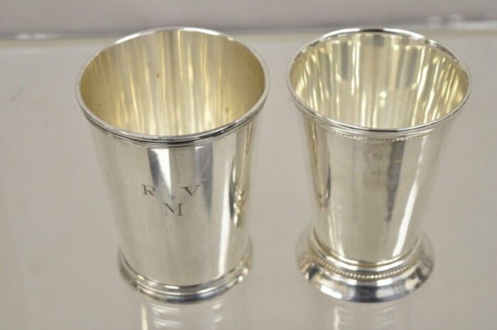 vintage silver plated mint julep cups tumblers 1 with monogram set of 2 4083