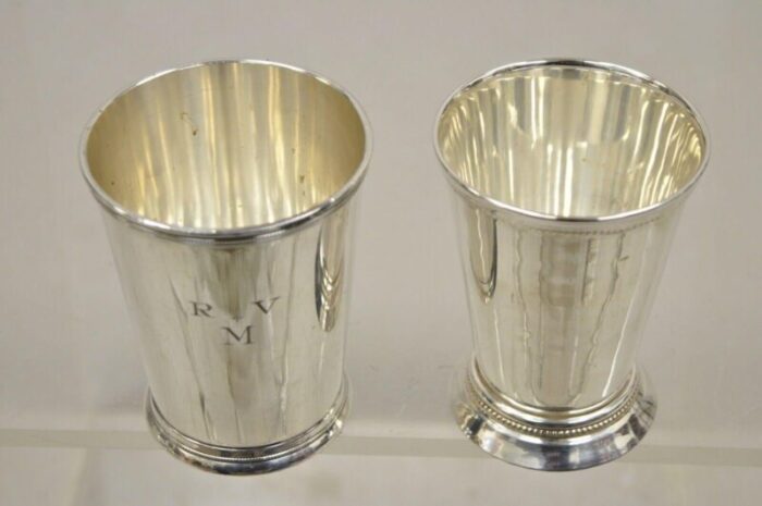 vintage silver plated mint julep cups tumblers 1 with monogram set of 2 4997