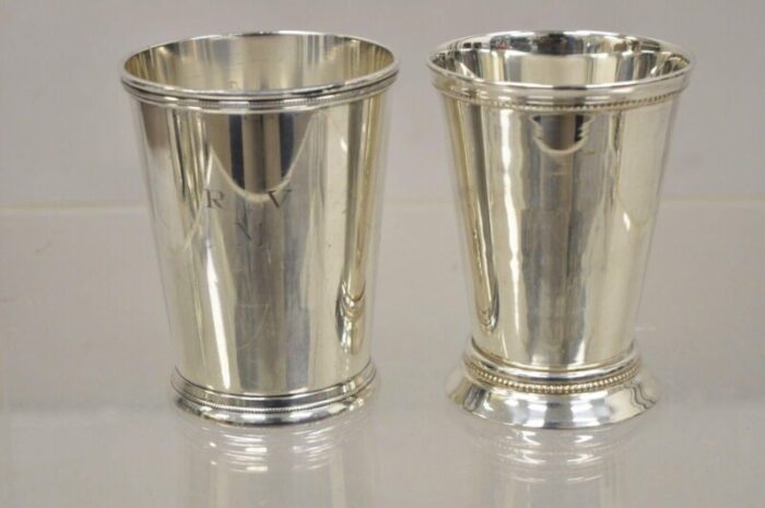 vintage silver plated mint julep cups tumblers 1 with monogram set of 2 5066