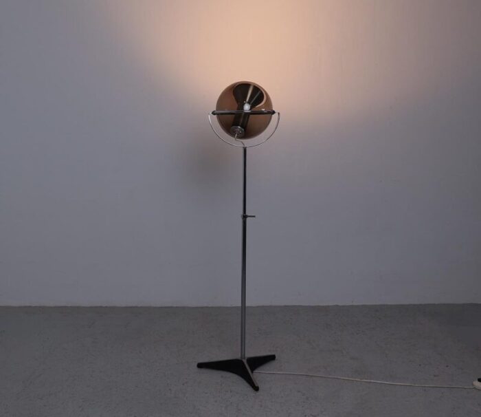 vintage smoked glass and metal floor lamp by franck ligtelijn for raak amsterdam 1960s 3