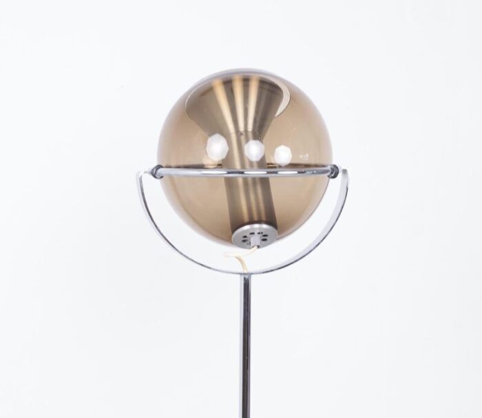 vintage smoked glass and metal floor lamp by franck ligtelijn for raak amsterdam 1960s 7