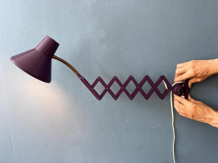 vintage space age purple scissor wall lamp 4