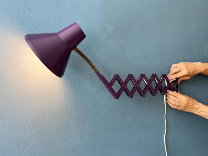 vintage space age purple scissor wall lamp 5