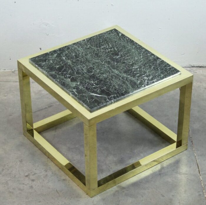 vintage spanish brass and green veined marble coffee table 1