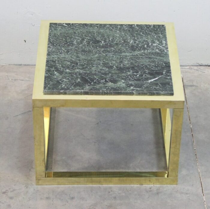 vintage spanish brass and green veined marble coffee table 2