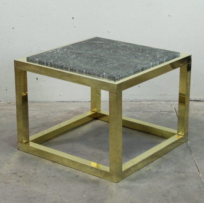 vintage spanish brass and green veined marble coffee table 3