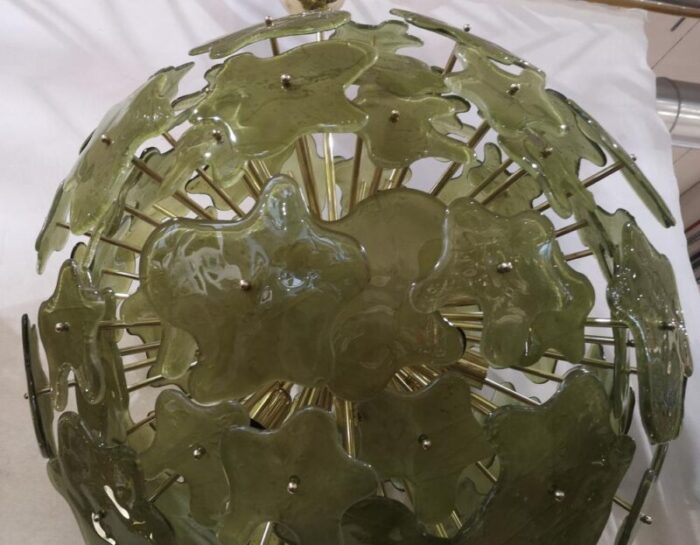 vintage sputnik green chandelier in murano art glass 2000 7352