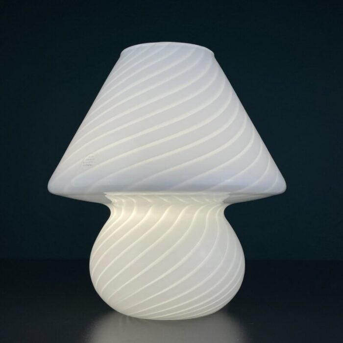 vintage swirl murano glass table lamp mushroom italy 1970s 10