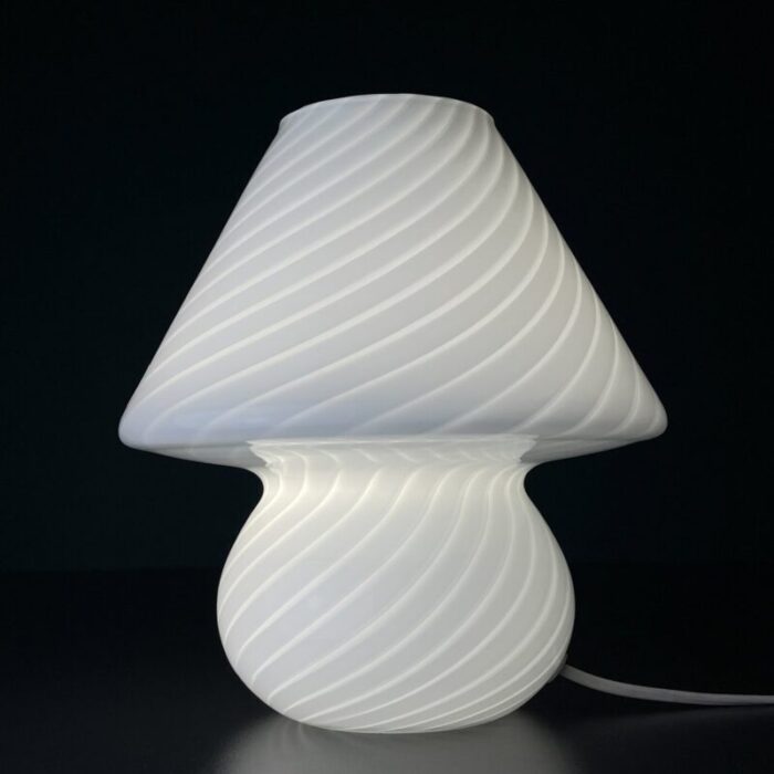 vintage swirl murano glass table lamp mushroom italy 1970s 4