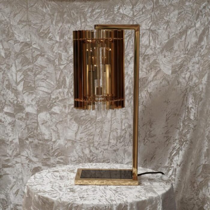 vintage table lamp in brass and glass 2000 2621