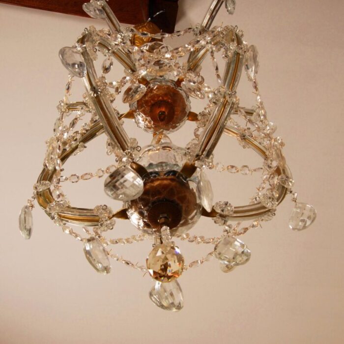 vintage viennese marie therese bohemian lantern austrian crystal lamp clear gold chandelier 0316