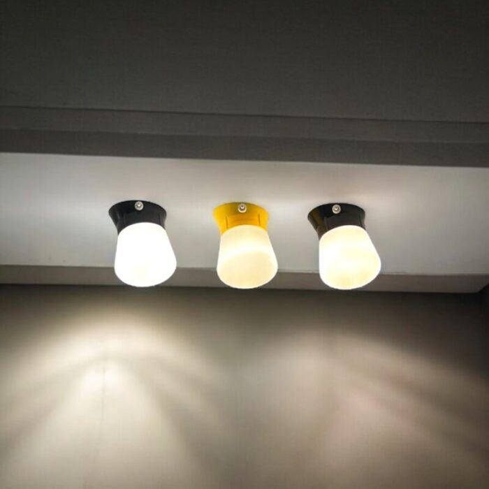 vintage wall lamps in black and yellow bakelite 1970s set of 3 10