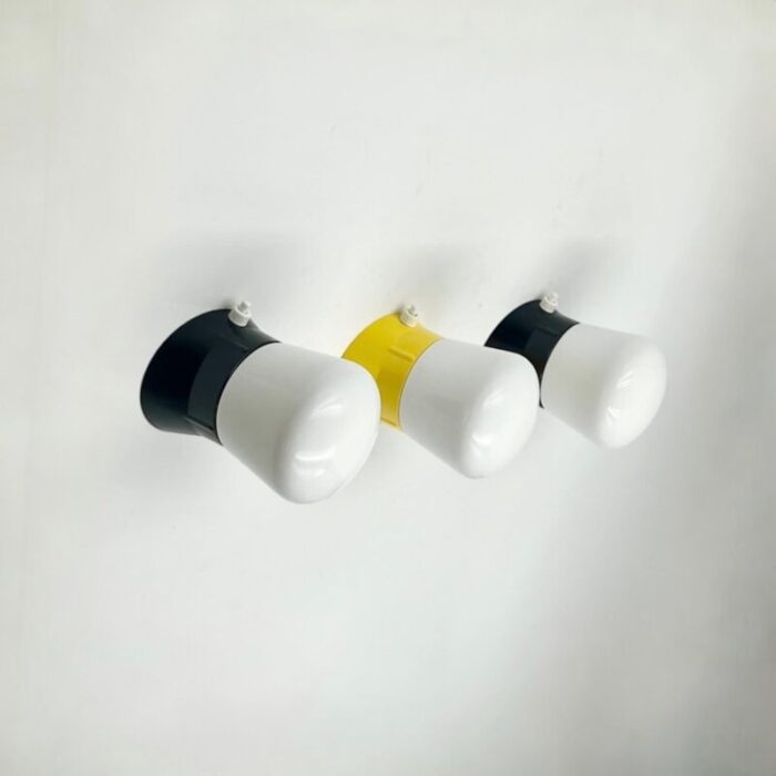 vintage wall lamps in black and yellow bakelite 1970s set of 3 2