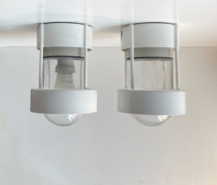 vintage white outdoor ceiling lamps by jens moller jensen for louis poulsen 1980s set of 2 1