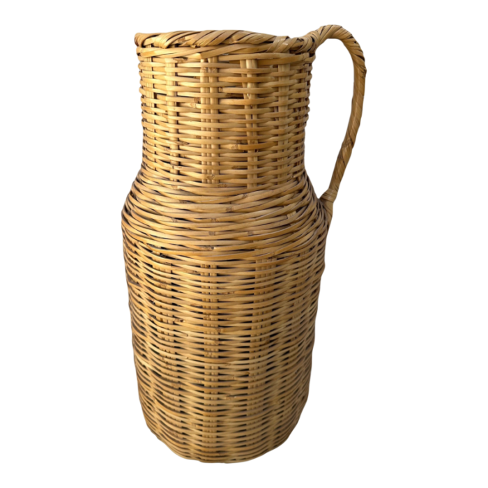 vintage woven split bamboorattan floor vase 8957