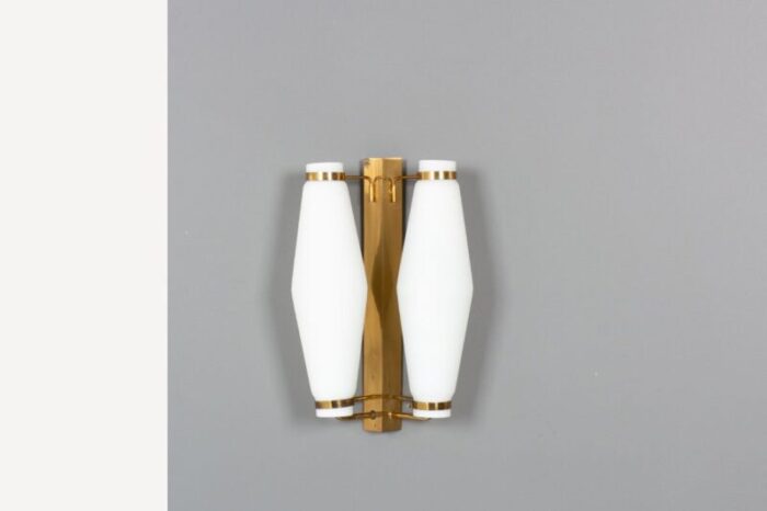 wall lamp in opaline brass edition stilnovo 1950s 1