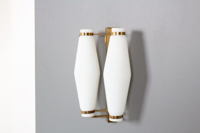 wall lamp in opaline brass edition stilnovo 1950s 2