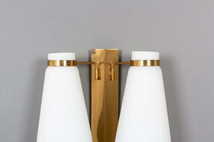 wall lamp in opaline brass edition stilnovo 1950s 3