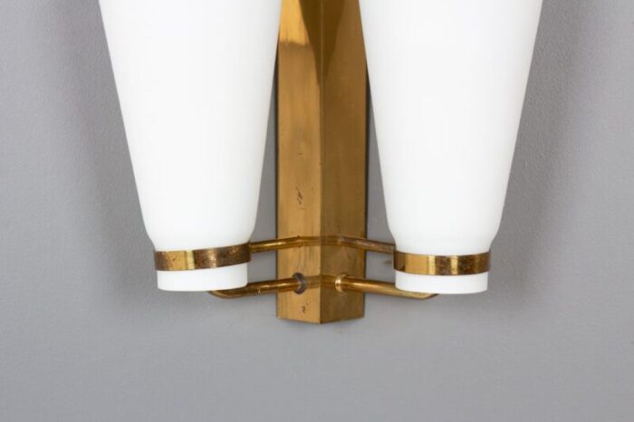 wall lamp in opaline brass edition stilnovo 1950s 4