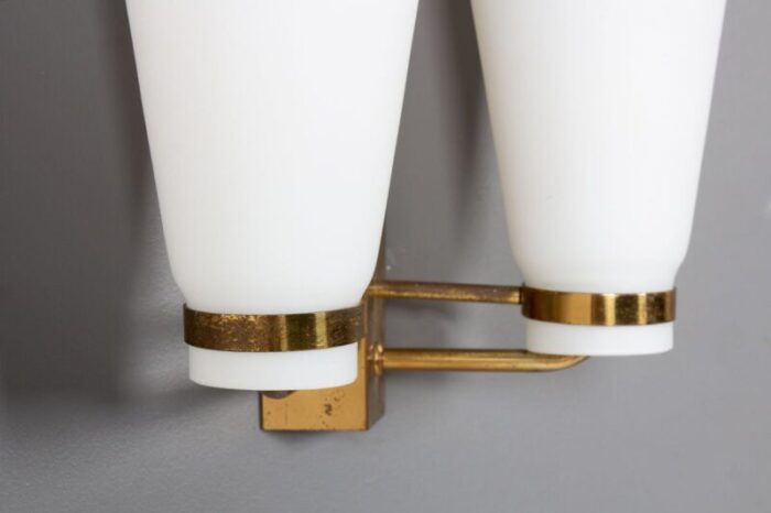 wall lamp in opaline brass edition stilnovo 1950s 5