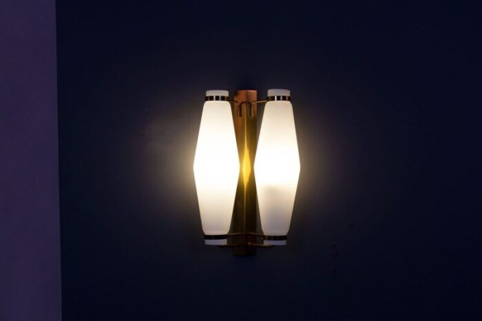 wall lamp in opaline brass edition stilnovo 1950s 7