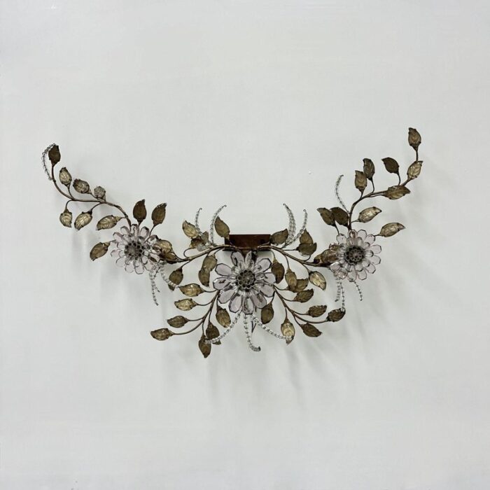 wall lamp with crystal flowers from maison bagues 1950s 11