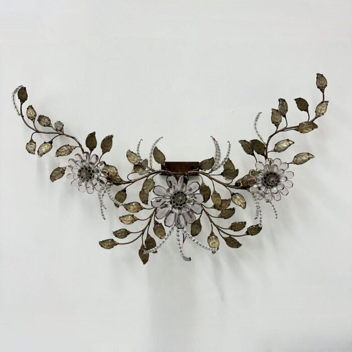 wall lamp with crystal flowers from maison bagues 1950s 12