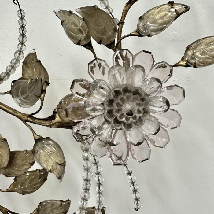 wall lamp with crystal flowers from maison bagues 1950s 13