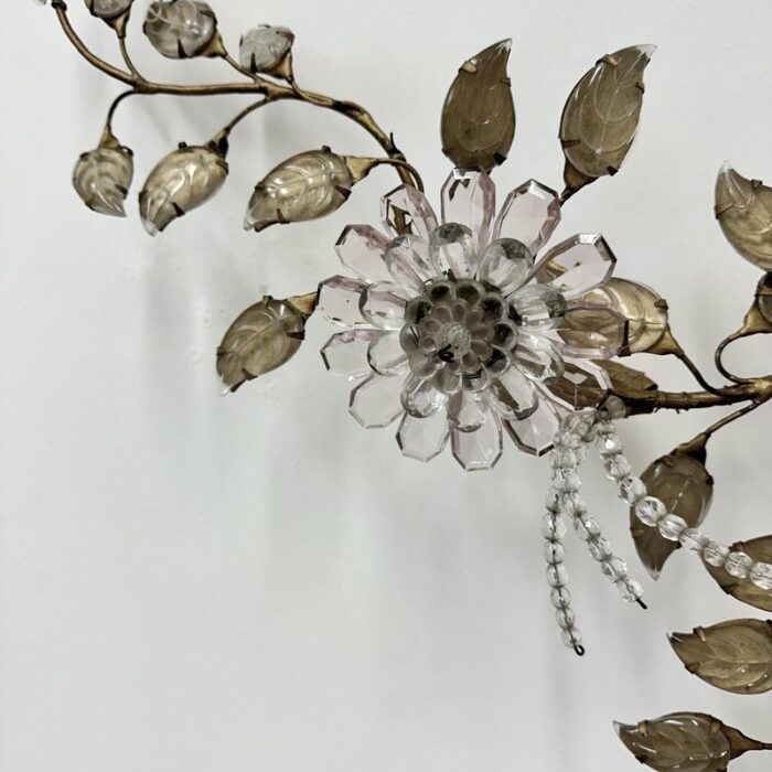 wall lamp with crystal flowers from maison bagues 1950s 16