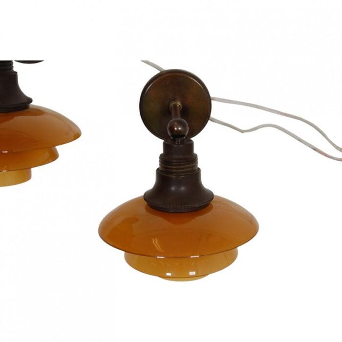 wall lamps with amber glass shades from poul henningsen 1940s 10