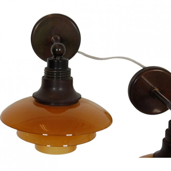 wall lamps with amber glass shades from poul henningsen 1940s 4