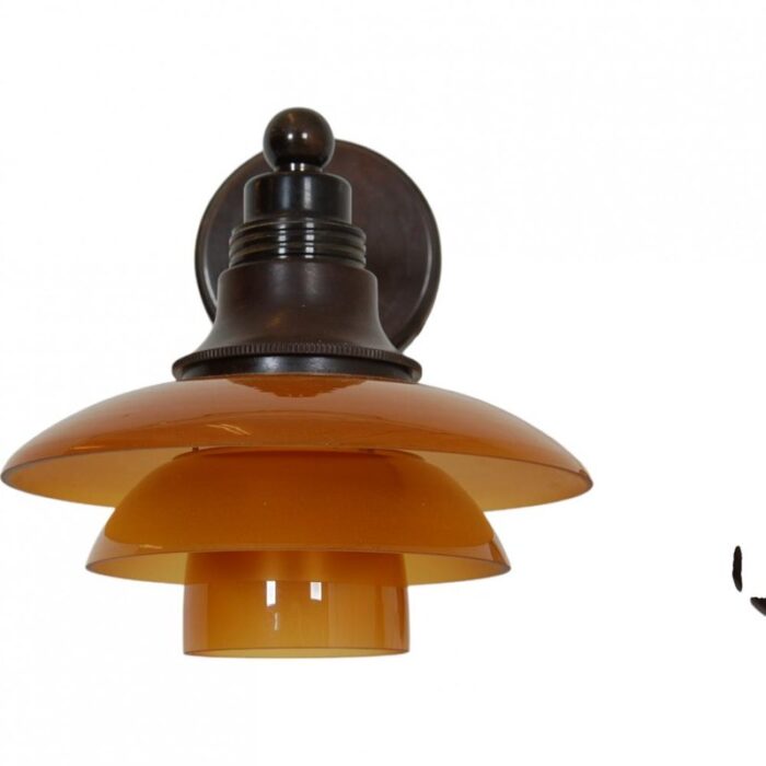 wall lamps with amber glass shades from poul henningsen 1940s 6