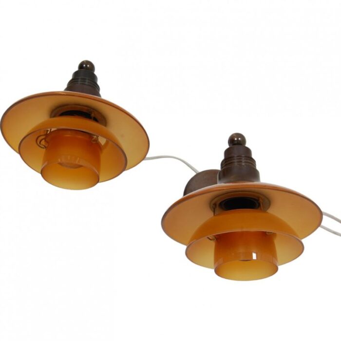 wall lamps with amber glass shades from poul henningsen 1940s 7