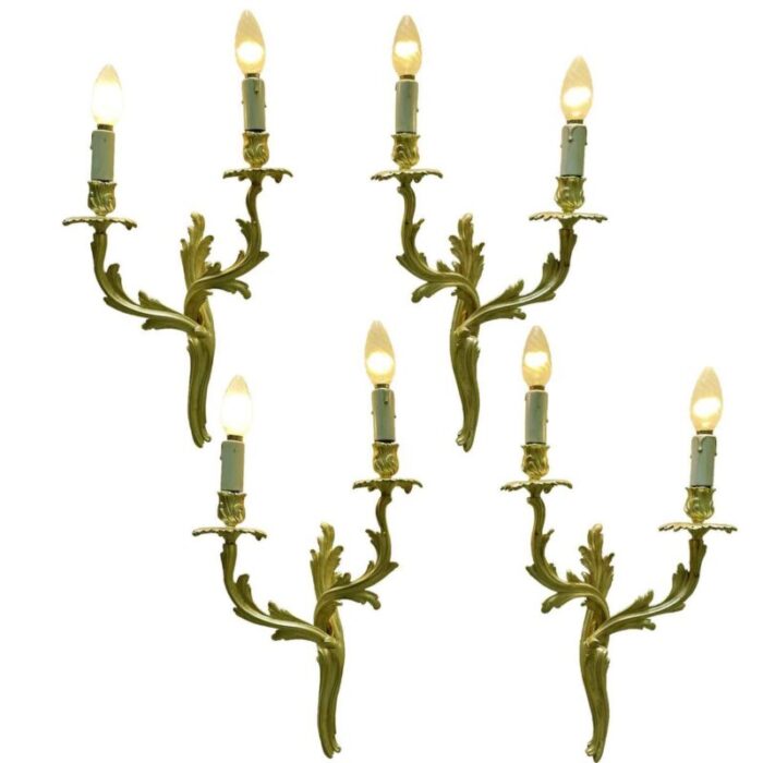 wall lights in gilt bronze set of 4 1