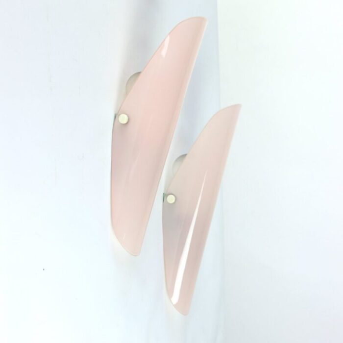 wall lights in pink glass 1960s set of 2 1