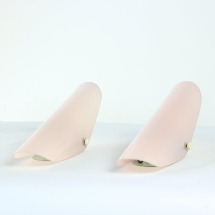 wall lights in pink glass 1960s set of 2 10