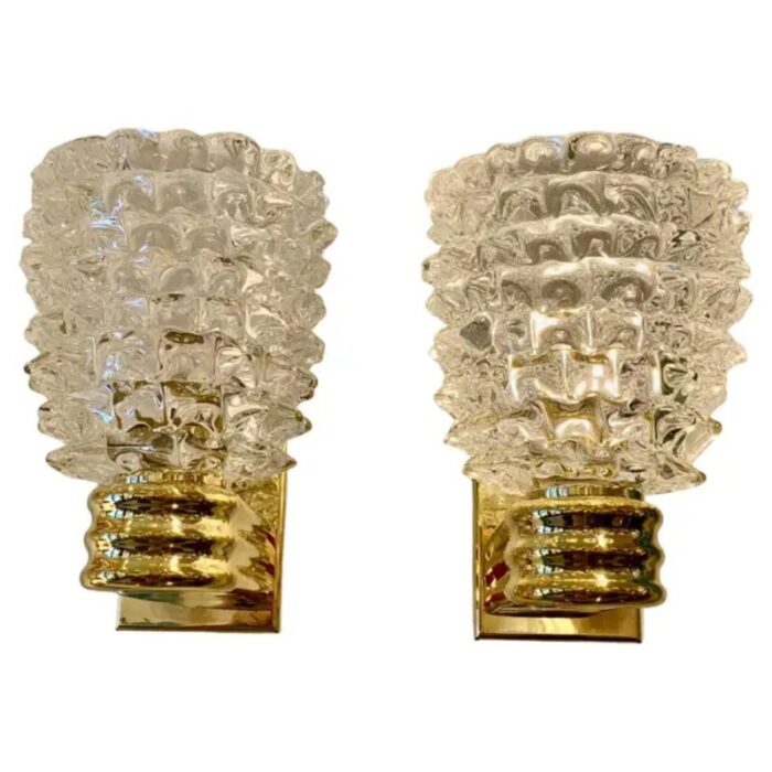 wall lights in rostrato murano glass in the style of barovier 2000 set of 2 1