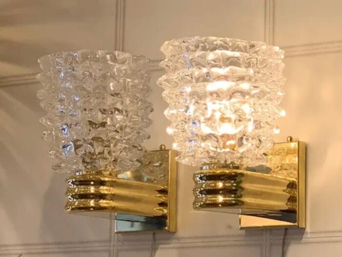 wall lights in rostrato murano glass in the style of barovier 2000 set of 2 13