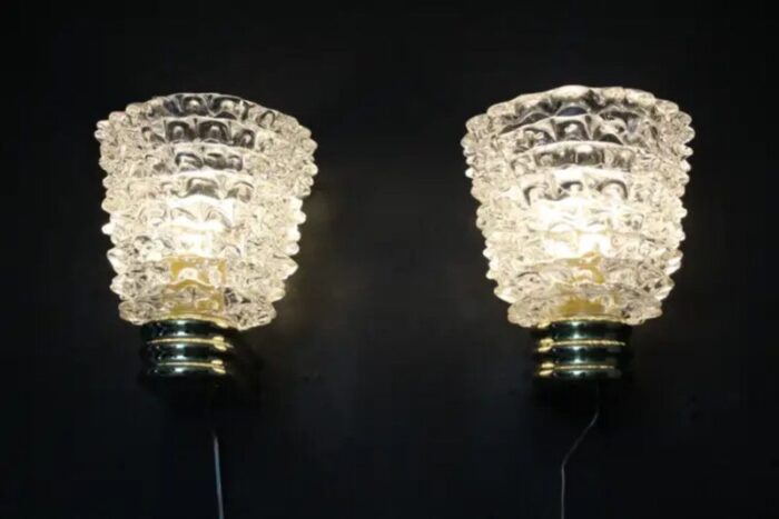 wall lights in rostrato murano glass in the style of barovier 2000 set of 2 19