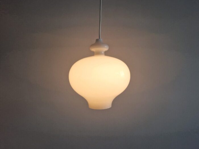 white glass pendant lamp by hans agne jakobsson for staff leuchten 1970s 5