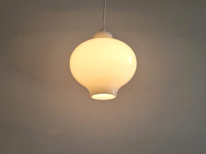 white glass pendant lamp by hans agne jakobsson for staff leuchten 1970s 6