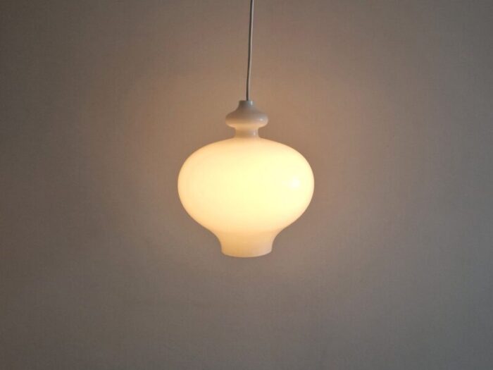 white glass pendant lamp by hans agne jakobsson for staff leuchten 1970s 7